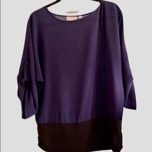 Chicos Dolman Sleeve Blue/Black Color Blocked Blouse